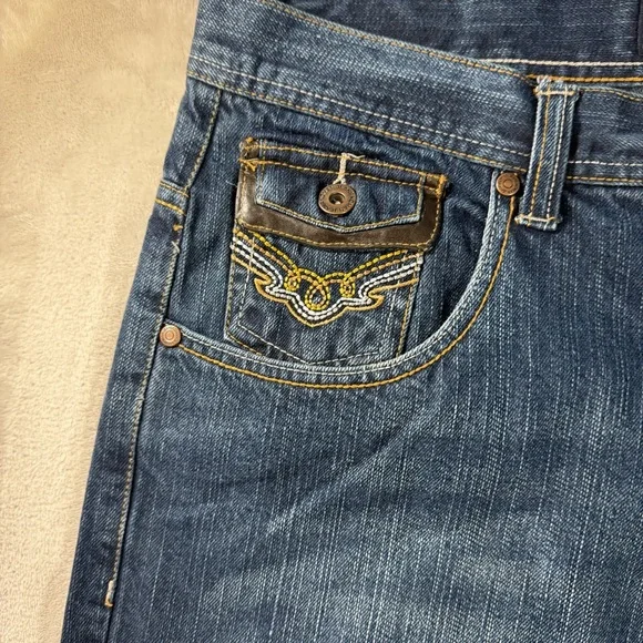 Vintage Y2K Koman Jeans Men's Sz 36x32 Baggy Wide Leg Dark Blue Grunge - Picture 2 of 9